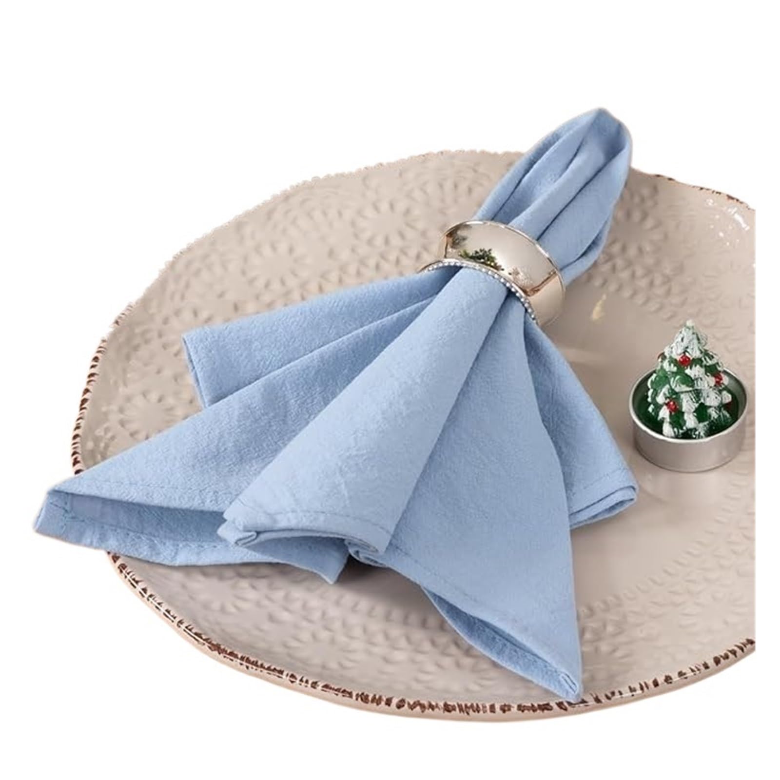 Weqyfdc Blue01 Linen Napkins 64Pcs Napkin Cloths Dark Green 30X45cm Cotton Fabric Serviette Kitchen Tea Table Towels For Farmhouse Wedding Decoration(Blue01)