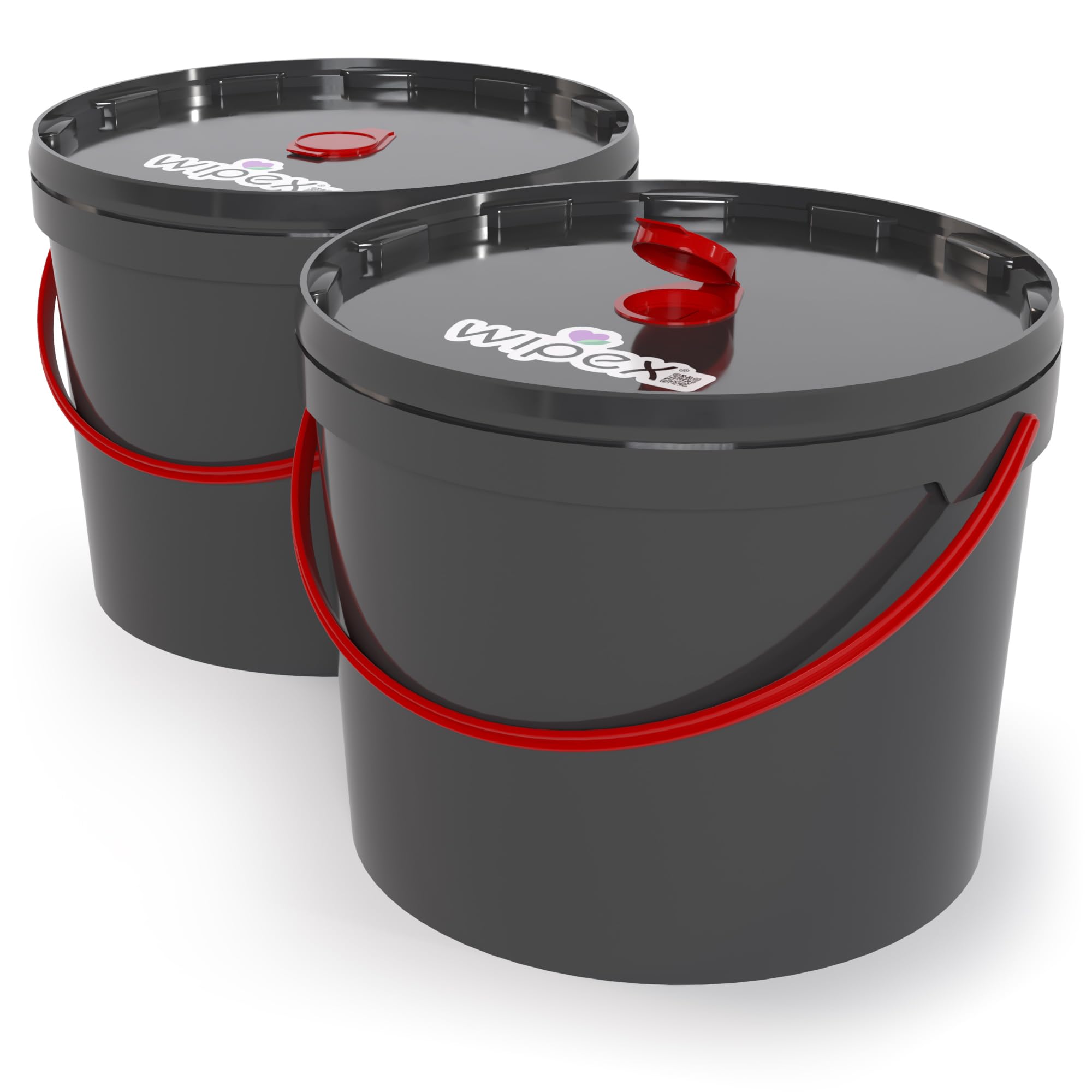 Wipex Surface Cleaning Wipes Dispenser Bucket – Use for Gym Wipes Refills or Surface Wet Wipes Rolls, 11 Liter Portable Dispensing Bucket for Large & Medium Size Refill Wipes, (2 Empty Buckets)