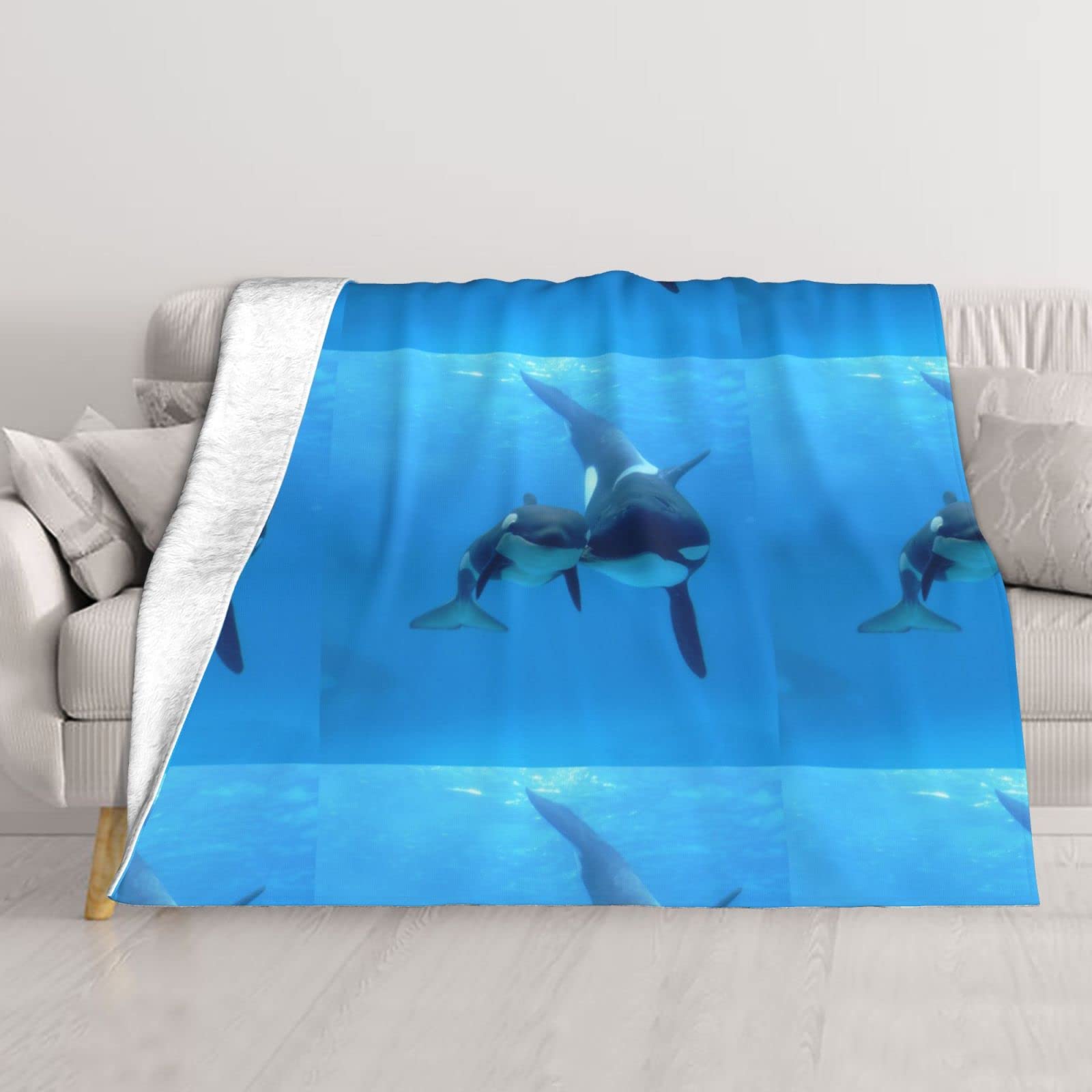 Plaid baleine en peluche douce idée cadeau originale 152x127cm