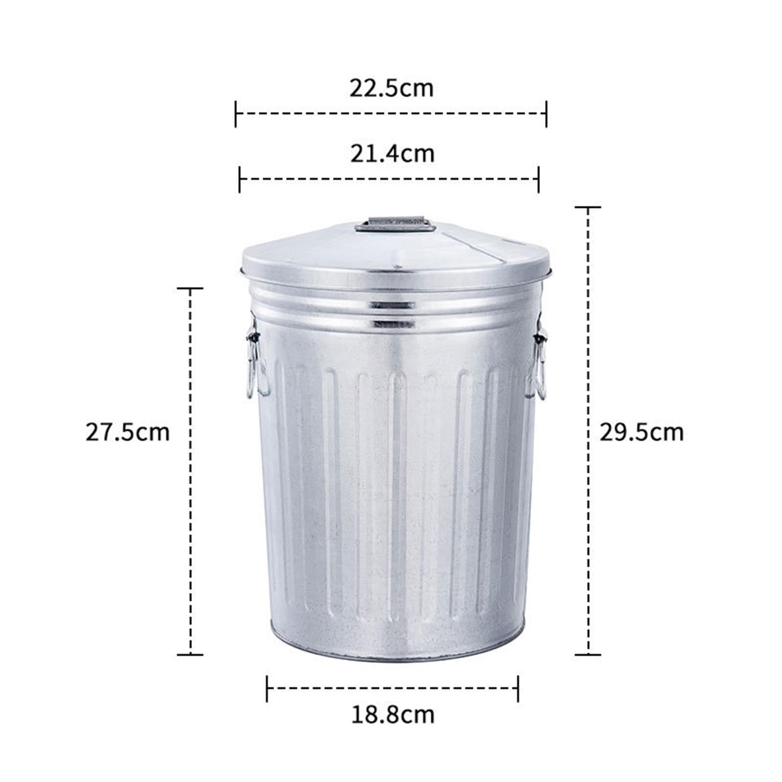 Cubo de Basura Metálico para Exteriores de 8 litros con Tapa Hermética, Contenedor de Compost, Resistente Y Rústico para Residuos.
