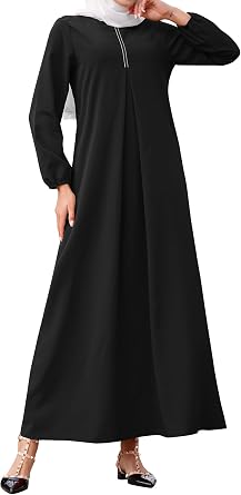 IBAKOM Abay for Women Shiny Self Tie Modest Muslim Dress Ramadan Eid Prayer Clothes Dubai Islamic Jalabiya Arabian Jilbab