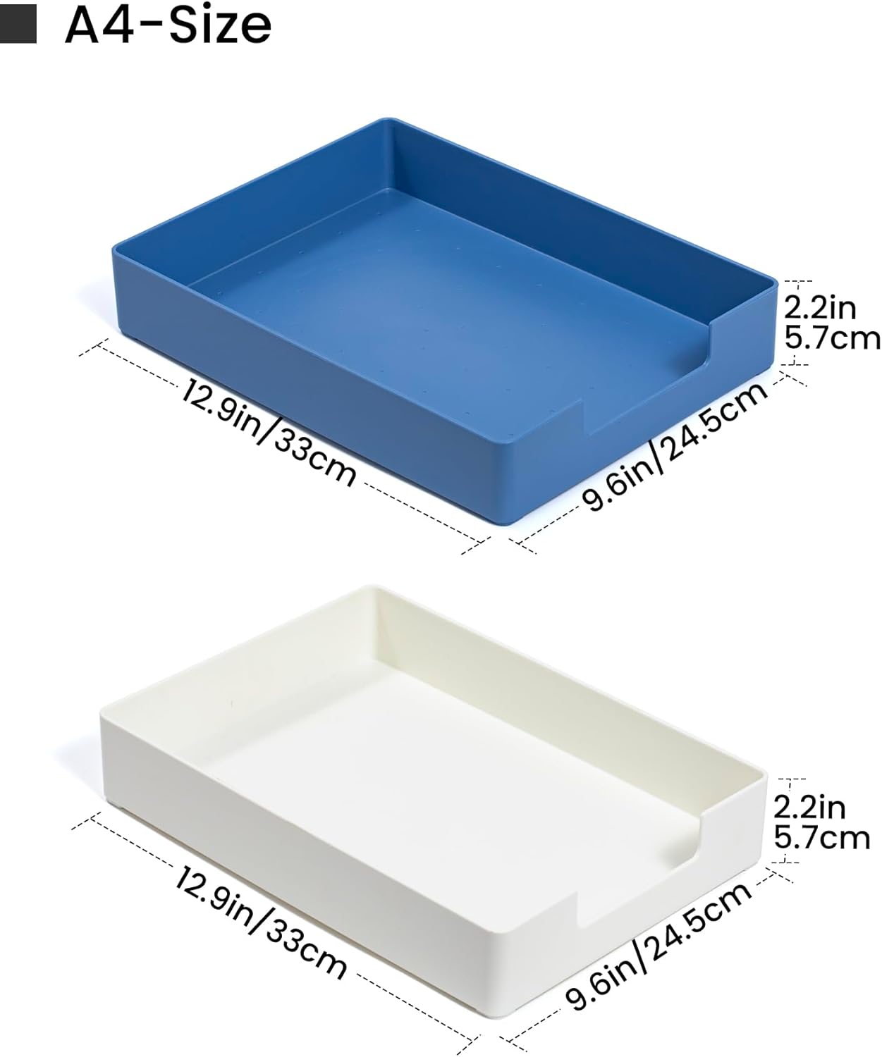 Desk Letter Tray Set, 2 Pack A4 Size Plastic Stackable File Document Organizer, Office Desktop File Paper Holder, Book Storage Rack,Anti-Skid Stacking Support for Office Supplies,13x9.6x2.2 inch