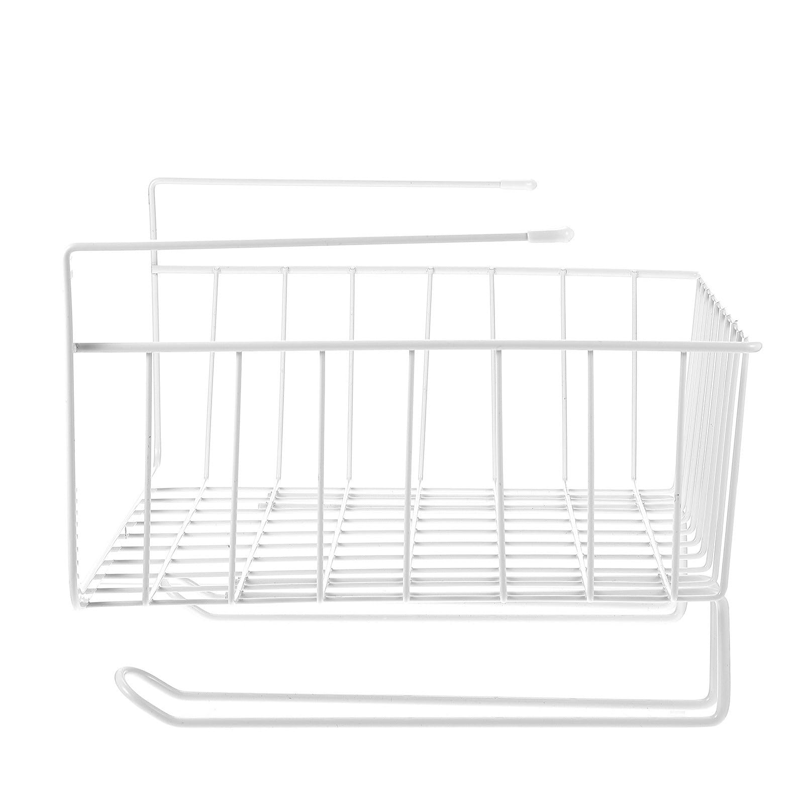 Cesta de alambre blanca para el orden diario bajo el gabinete de la cocina