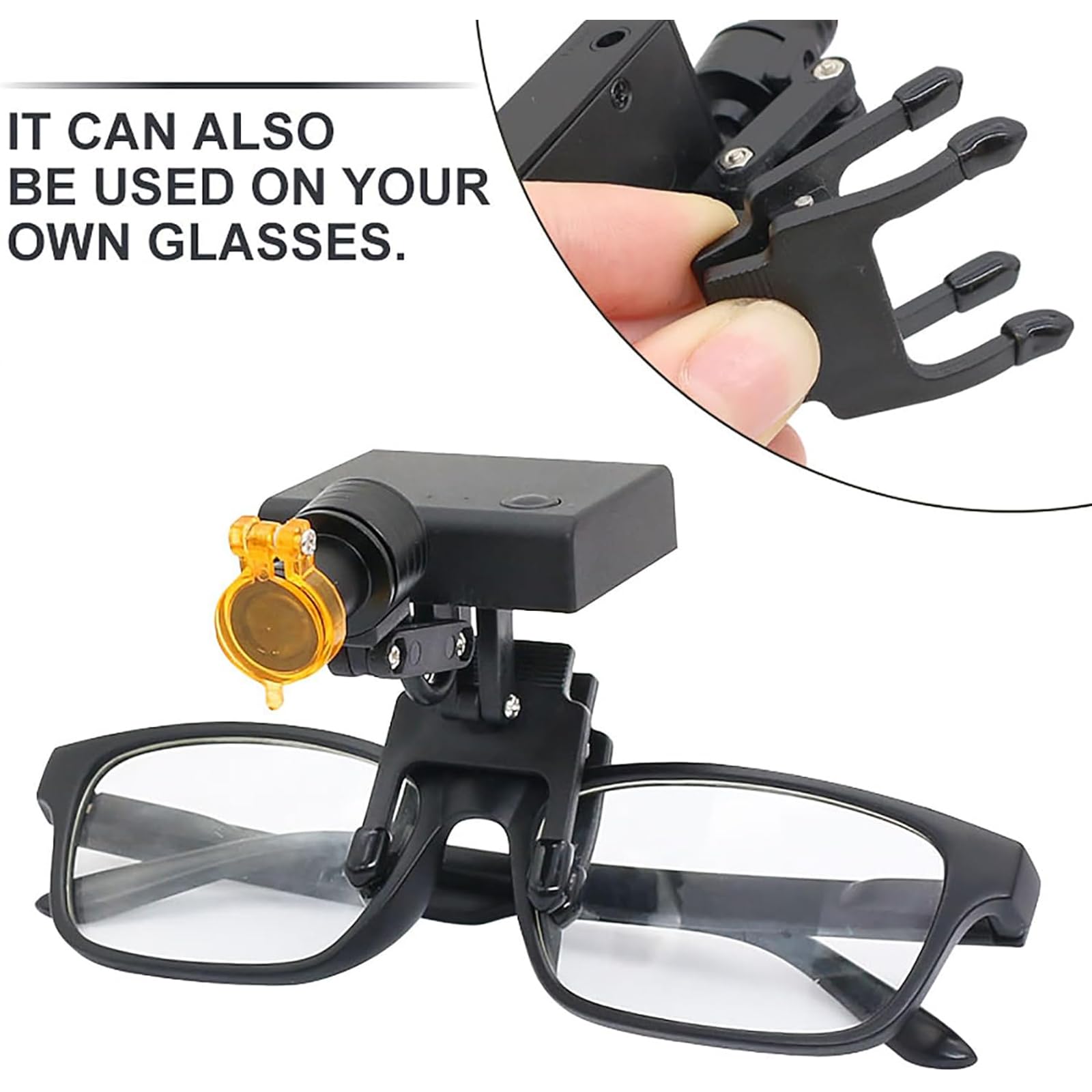 Lampa stomatologiczna, bezprzewodowa lampa stomatologiczna montowana na głowie 5 W żółty filtr, 4 poziomy jasności/intensywność: 15 000-30 000 luksów, stosowana do higieny jamy ustnej