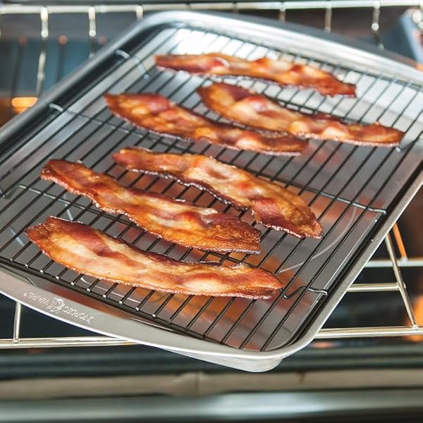 Nordic Ware Oven Crisp Baking Tray 2pc Set Includes Pan and Rack; Natural Aluminum For Air Frying, Crisping, Broiling, Baking; Cooking Surface 17 x 12 Inches by Nordic Ware - Image 3