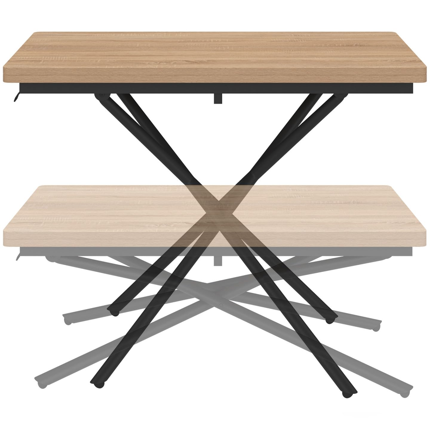 IDMarket - Table Basse 2 en 1 relevable en Table à Manger Alix