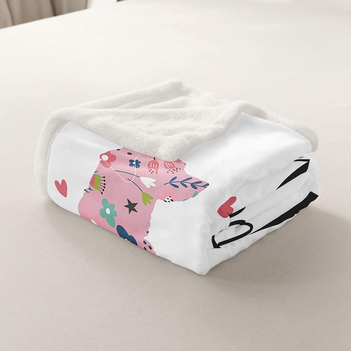 jejeloiu Cute Dog Sherpa Blanket Plush Fuzzy Throw 50"x60" Kids Girl Loves Dogs for Bed Couch Chair Living Room Puppy Dog Pet Lovely Animal Floral Flower Blossom Fleece Throw Blanket Room Decor