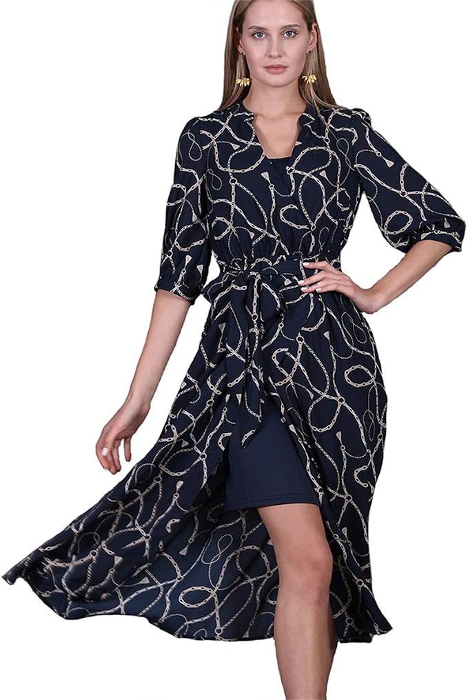 Women’s Wrap V Neck Plus Size Elbow Sleeve Summer Chiffon Two Piece Set