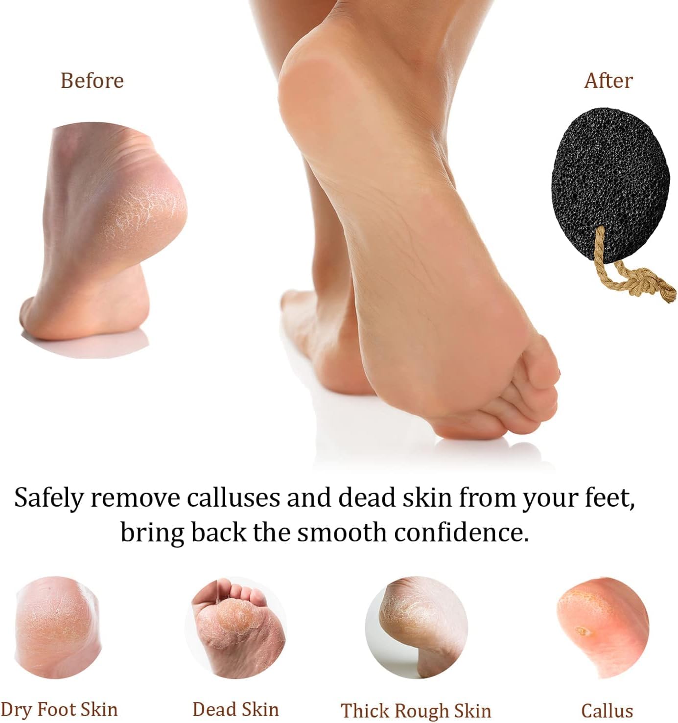 2 pietre pomice naturali, strumenti per pedicure e rimozione calli della pelle dura per piedi e mani, esfoliazione della lima per piedi per rimuovere la pelle morta e calli, 2 pezzi