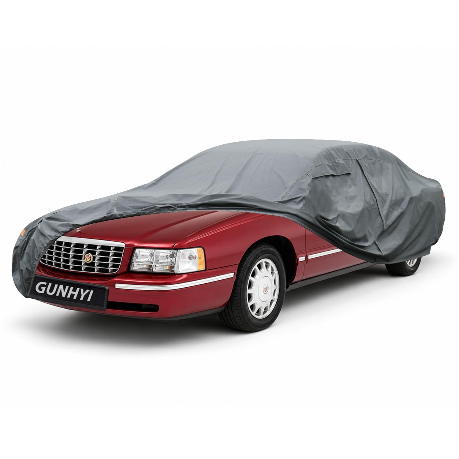 GUNHYI Premium Car Cover Custom Fit Cadillac DeVille, 16 Layers Heavy Duty Car Cover Waterproof All Weather with Zipper Door for Sun Rain Snow Dust Uv Protection