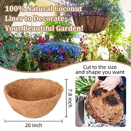 image for Legigo 4 Pack 20 Inch Hanging Basket Coco Liners Replacement, 100% Nat