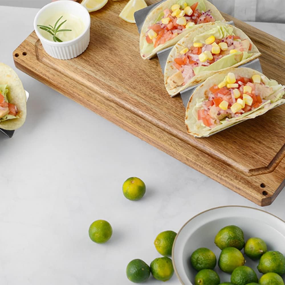 SagaSave Metal Taco Holders Plates, Taco Trays Stands Racks, Stylish Taco Shell Holders fit for Microwave, Oven, Dishwasher, Grill (5 Tacos)