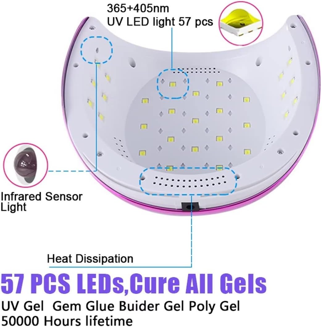 Uv Led Nail Lamp,168W Nail Lights for Gel Polish,Gel Cure Nail Dryer with Auto Sensor,4 Timers Professional Nail Gel Machine for Manicure Pedicure Salon use Hand,Foot & Nail Tools Purple