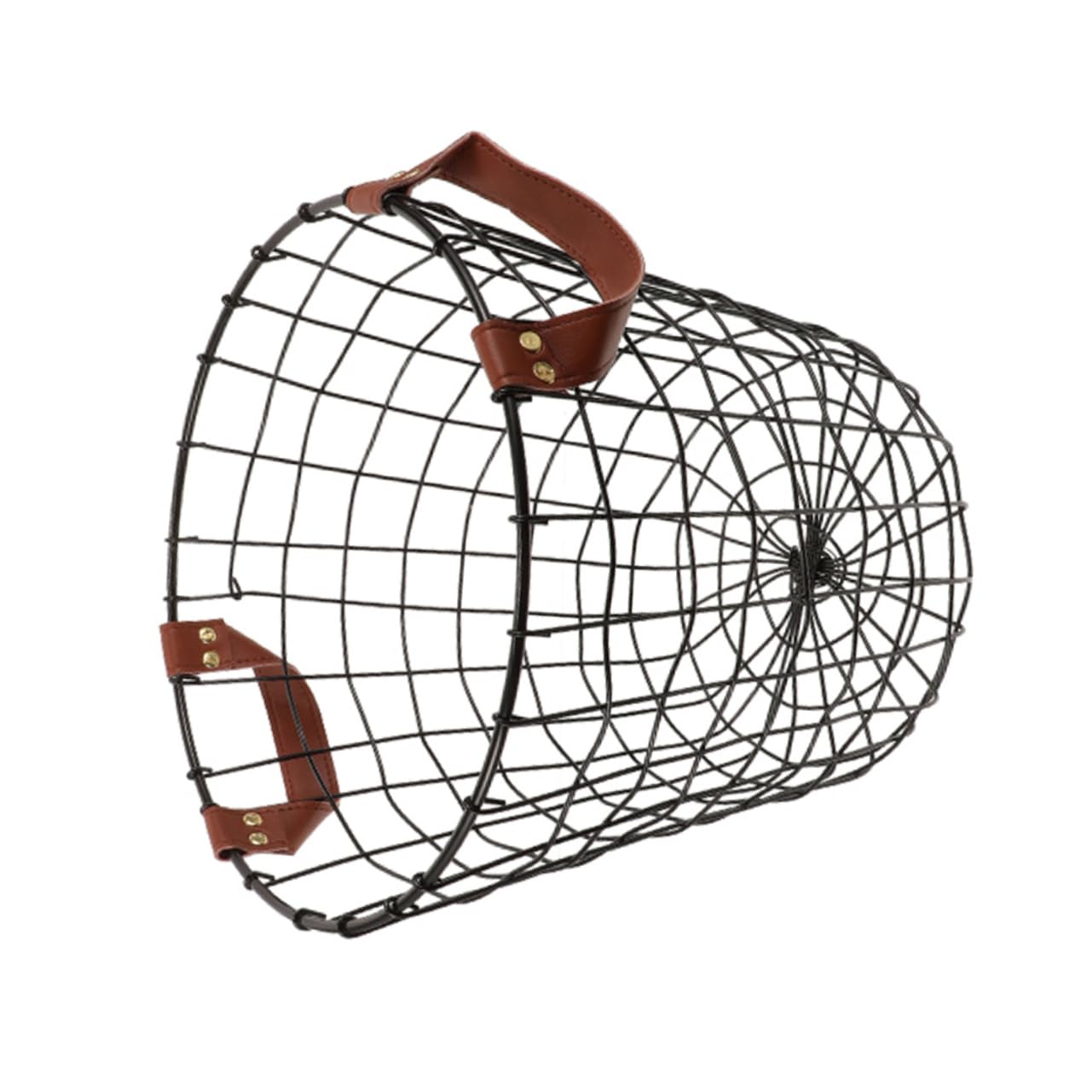 Kisangel Cesto Porta Legna Rotondo Design Rustico in Ferro con Manico, Capacità Grande, Resistente a Carichi Pesanti per Campeggio e Barbecue all'Aperto