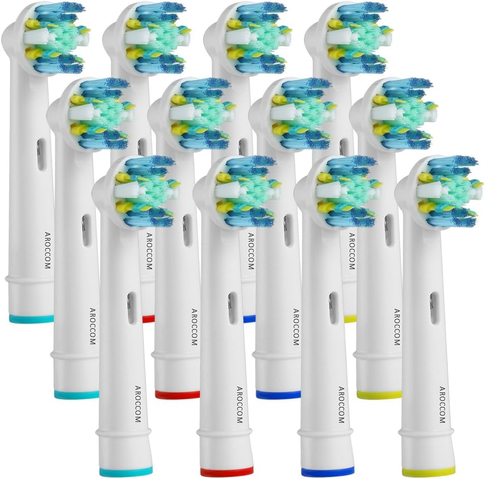 Toothbrush Replacement Heads Compatible with Braun Oral-B Electric Toothbrush Pro 1000, Pro 3000, Pro 5000, Pro 7000 Vitality Floss Action, 12 Count