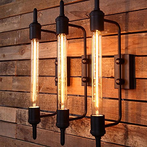 TOHMLAPE LED Wandlampen Innen Drahtkäfig Edison Vintage Retro Metall Cafés Antike Wandleuchter Tube-Käfig Loft Beleuchtung warmweiß (T300 + birne) Cover