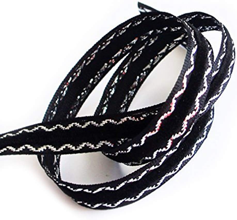 Elegant Black and Silver Craft DIY Party Ribbon Trim - Assorted Width and Styles (NO.FBS02 Velvet 10mmx20m)