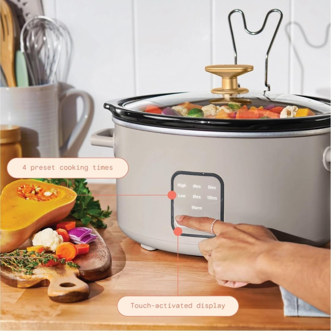 Wonderful 4-Qt Programmable Slow Cooker-5 Preset Cooking Functions, Digital Countdown Timer, Dishwasher-Safe Parts and Cool-Touch Handles (Porcini Taupe)