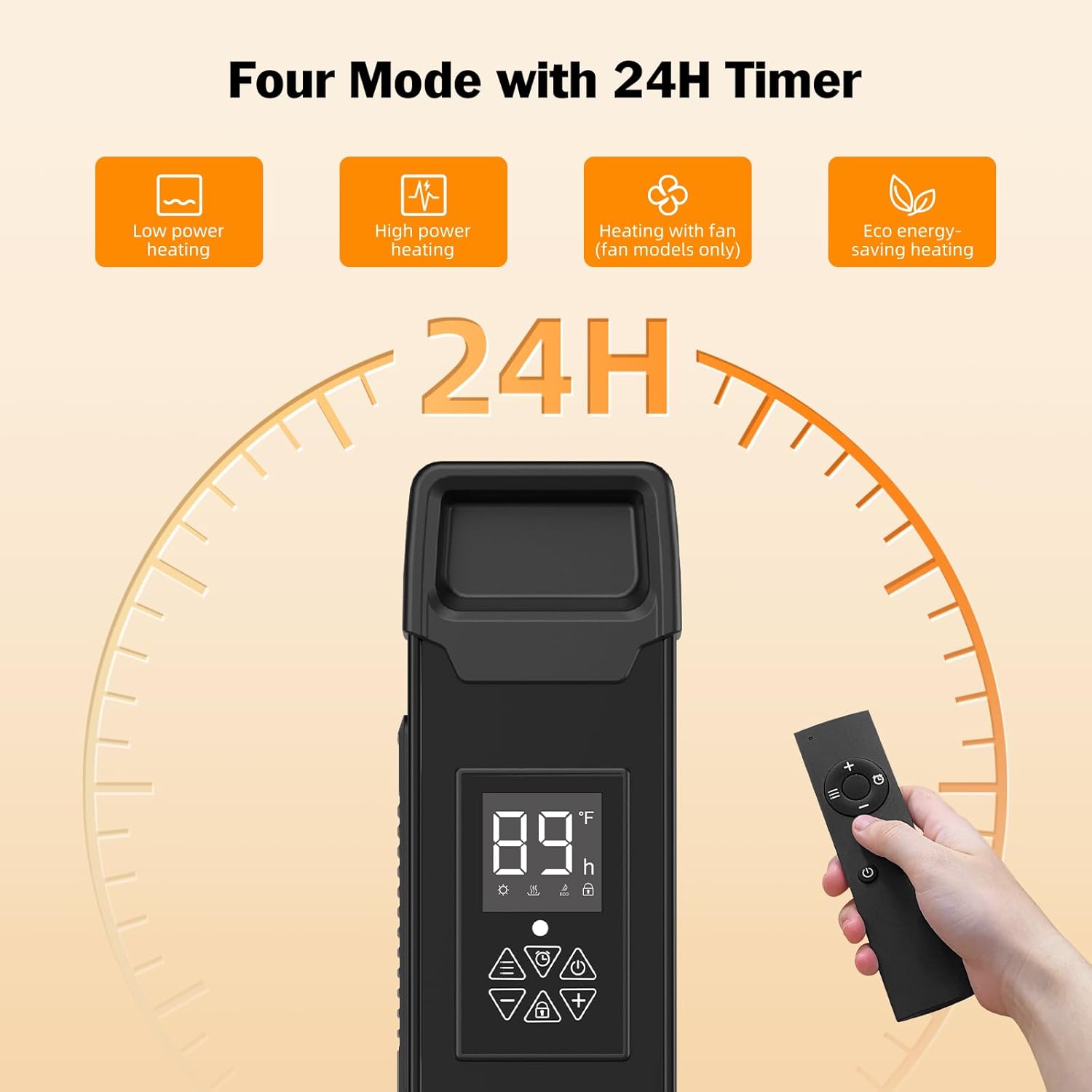 Portable Space Heater-1500W Convection Panel Heater with Fan & ECO Mode, Electric Heaters for Indoor Use w/LED Digital Display, Adjustable Thermostat, Timer, 4 Mode, Remote Control