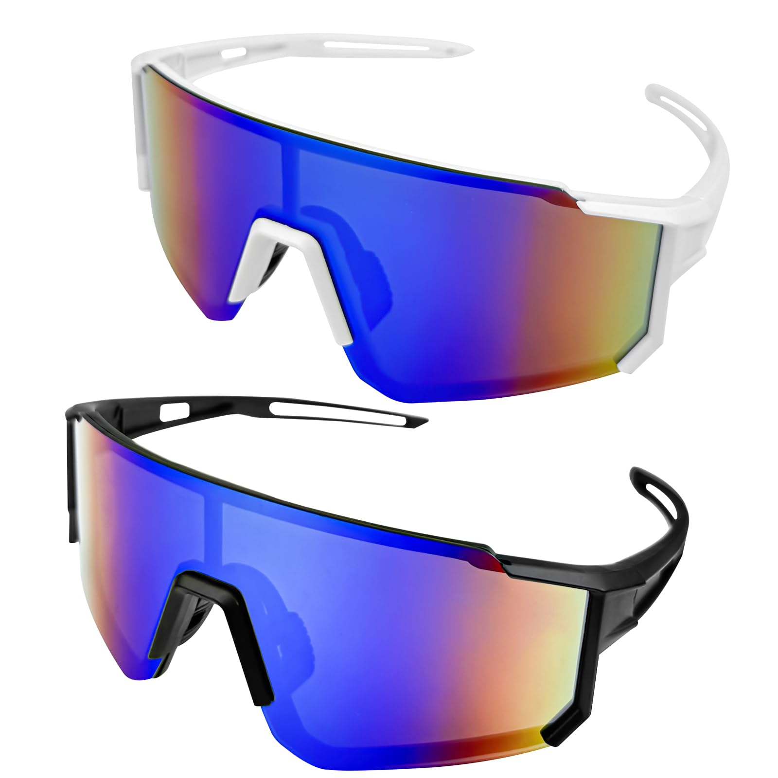 2 Pezzi Occhiali da Ciclismo Polarizzati, Occhiali da Sole da Ciclismo, Occhiali Veloci Uomo, Occhiali Ciclismo Uomo, Protezione UV400, Occhiali Bici da Corsa per Ciclismo Corsa Sci Pesca Ecc