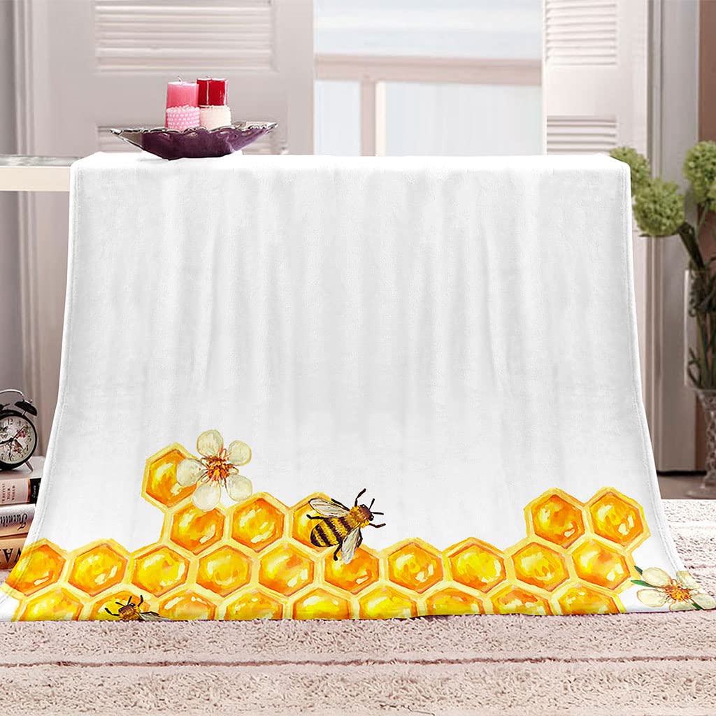 Manta Polar Grande Gruesa 180X200Cm para Cama 150, 3D Abeja Animal Impresión Patrón Manta De Franela Invierno Manta Felpa De Sofá 100% Microfibra Suave, Caliente para Hogar