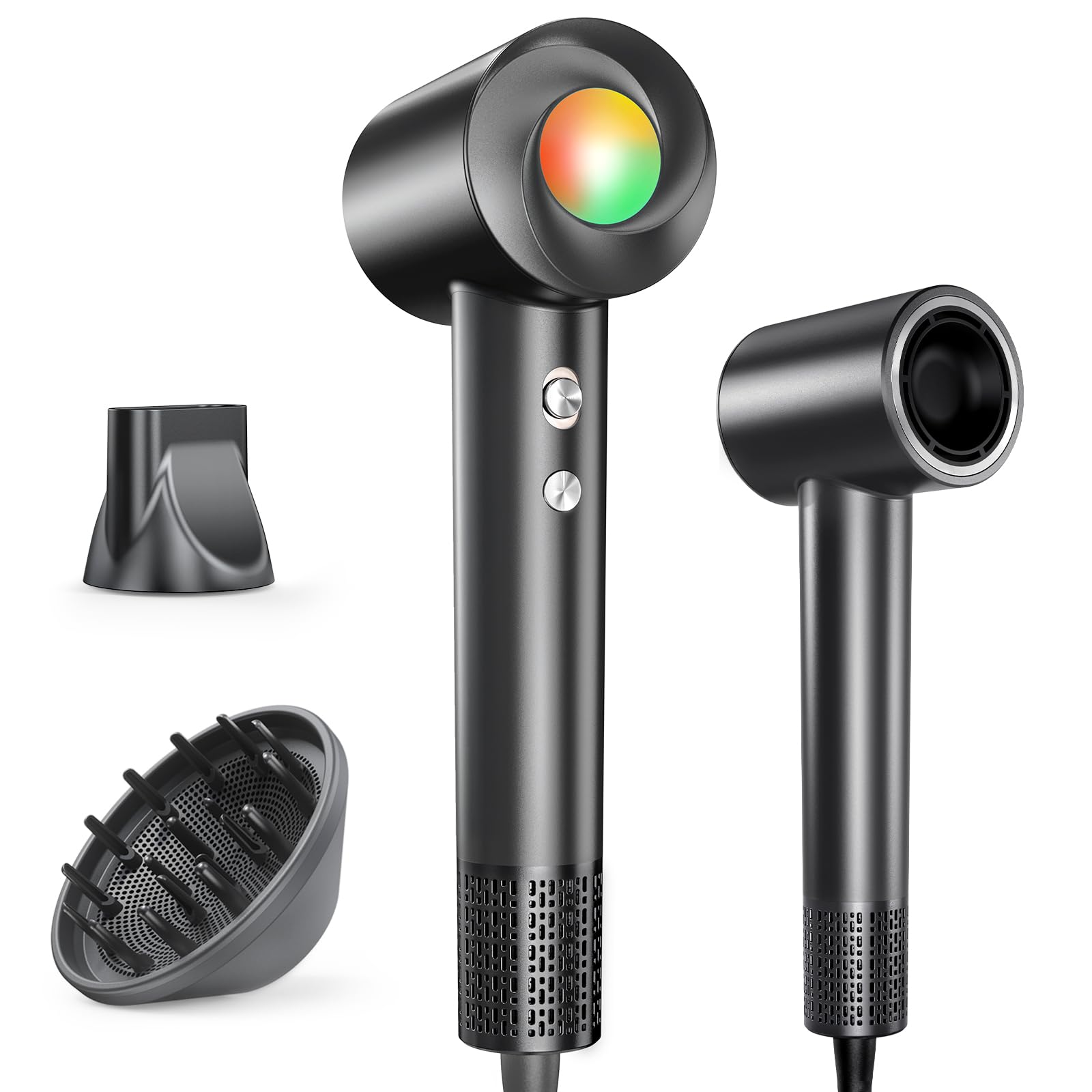 Haokoo Ionen Föhn mit Diffusor - 150.000 U/min High-Speed Haartrockner | 1-Minuten Schnelltrockner, Fön mit 500 Mio. Negative Ionen Gegen Frizz, 8 Temperatur-Stufen für Zuhause, Reisen, Salon