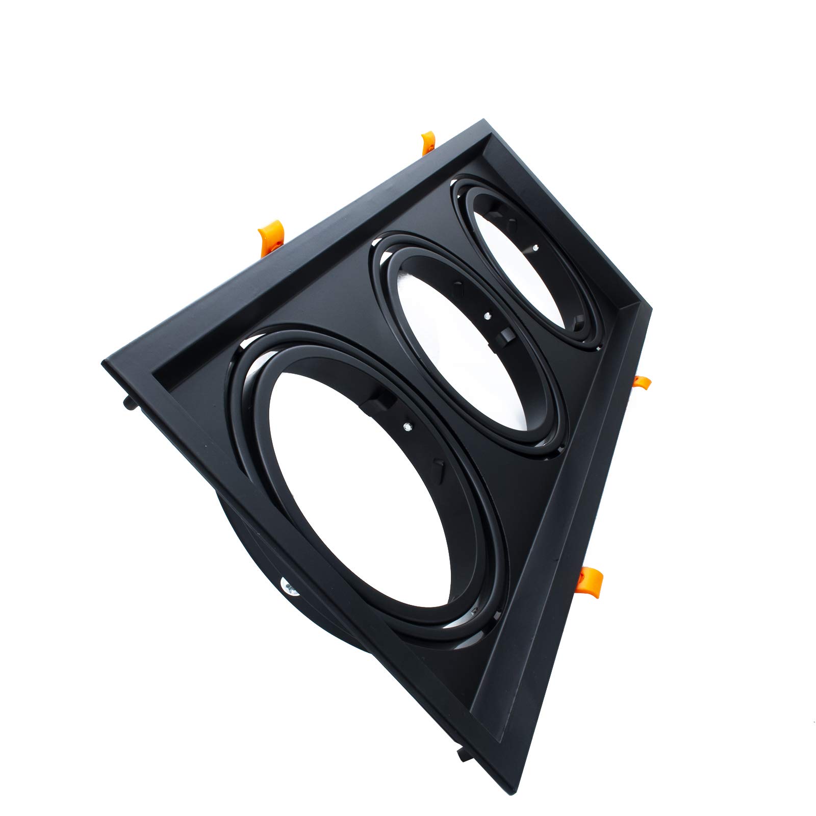 Soporte para foco de luz LED empotrable rectangular orientable con 3 bombillas AR111