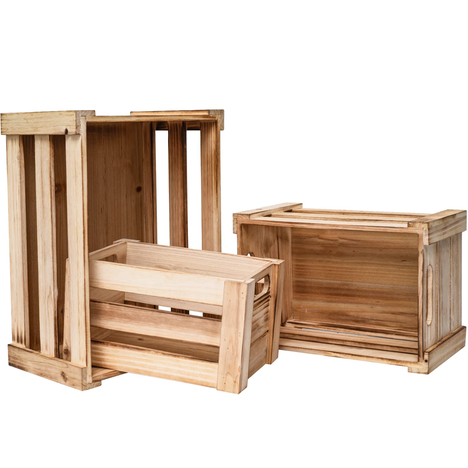 Rustic Wood Crates - storage box, wooden crate set for Pantry organizer Storage, Closet, Arts & Crafts,decorative box, Cabinet organizers, Containers for Organizing(14.57*9*5.5, Natural)