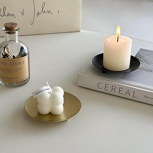 Miniatura 7 de Portavelas de hierro, juego de 2, portavelas de metal estilo platillo para pilar, soporte de vela decorativo para bodas, cenas, decoración de fiestas