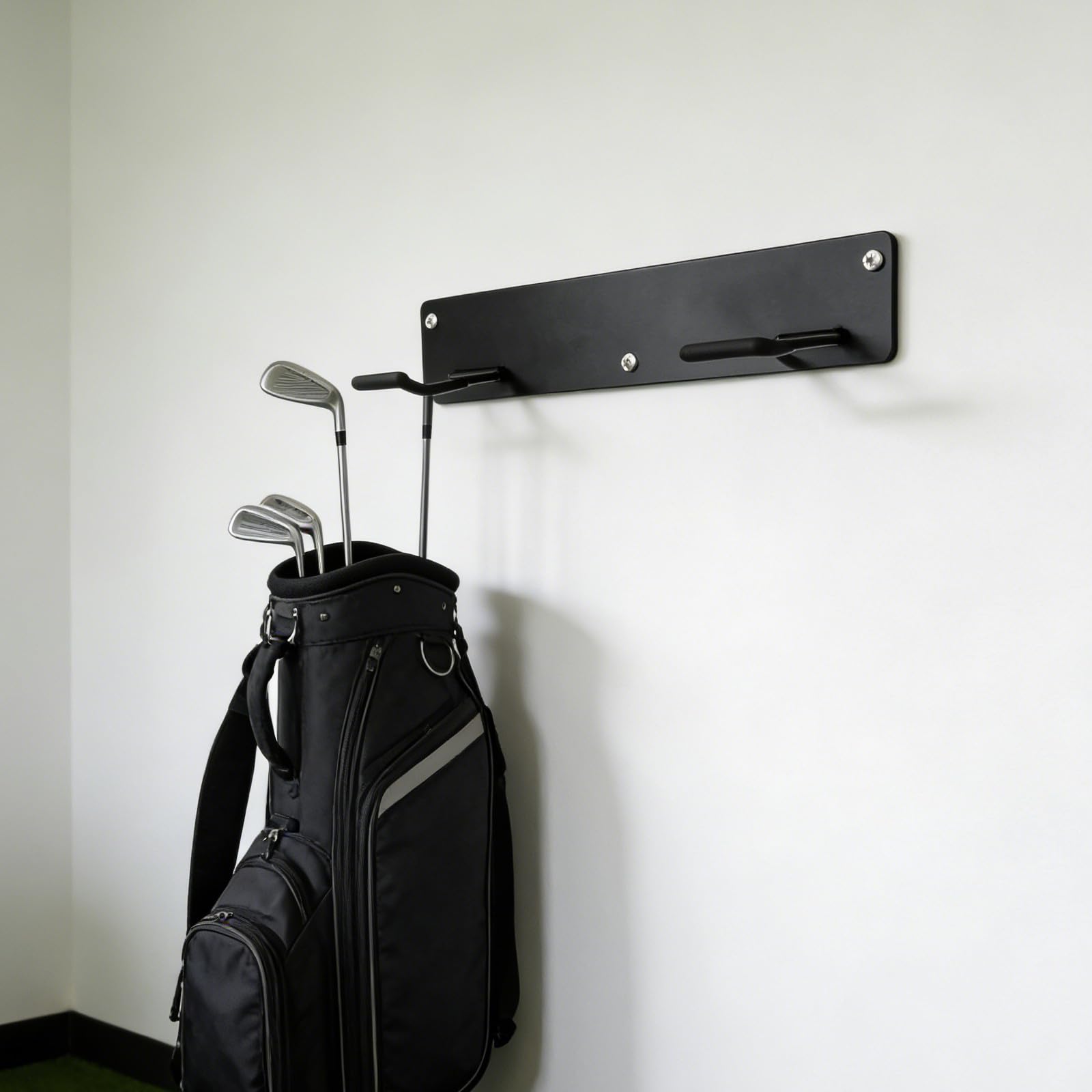 Soporte de Pared para Bolsa de Golf en Garaje, Acero al Carbono Negro