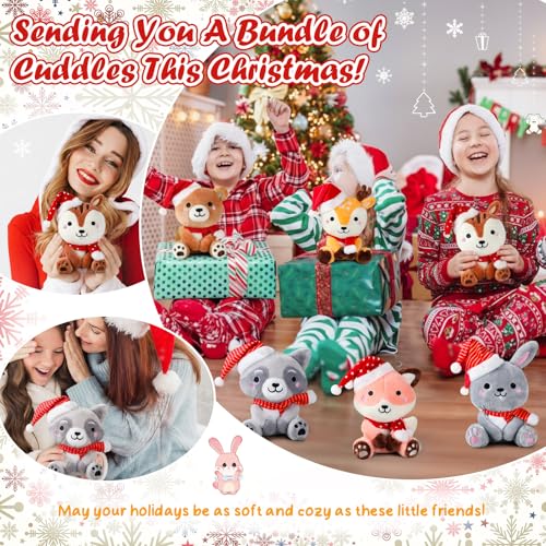 Image of RoundFunny 6 Pcs Christmas in July Woodland Animals 7'' Stuffed Animals Set