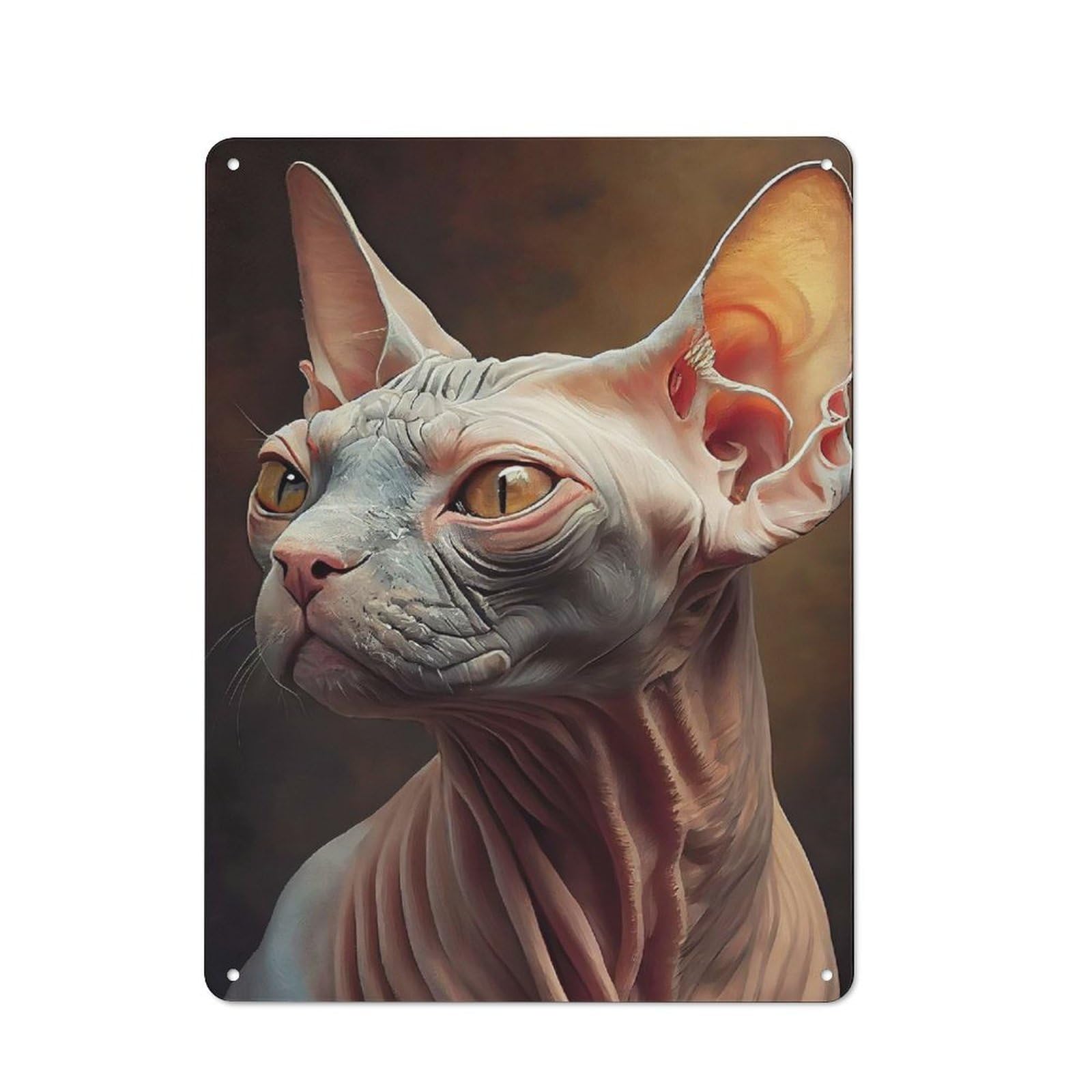 Junmoney Sphynx Cat Oil Paint Vintage Tin Sign 40X30cm With For Living Room Or Hallway, For Living Room Decor Lovers