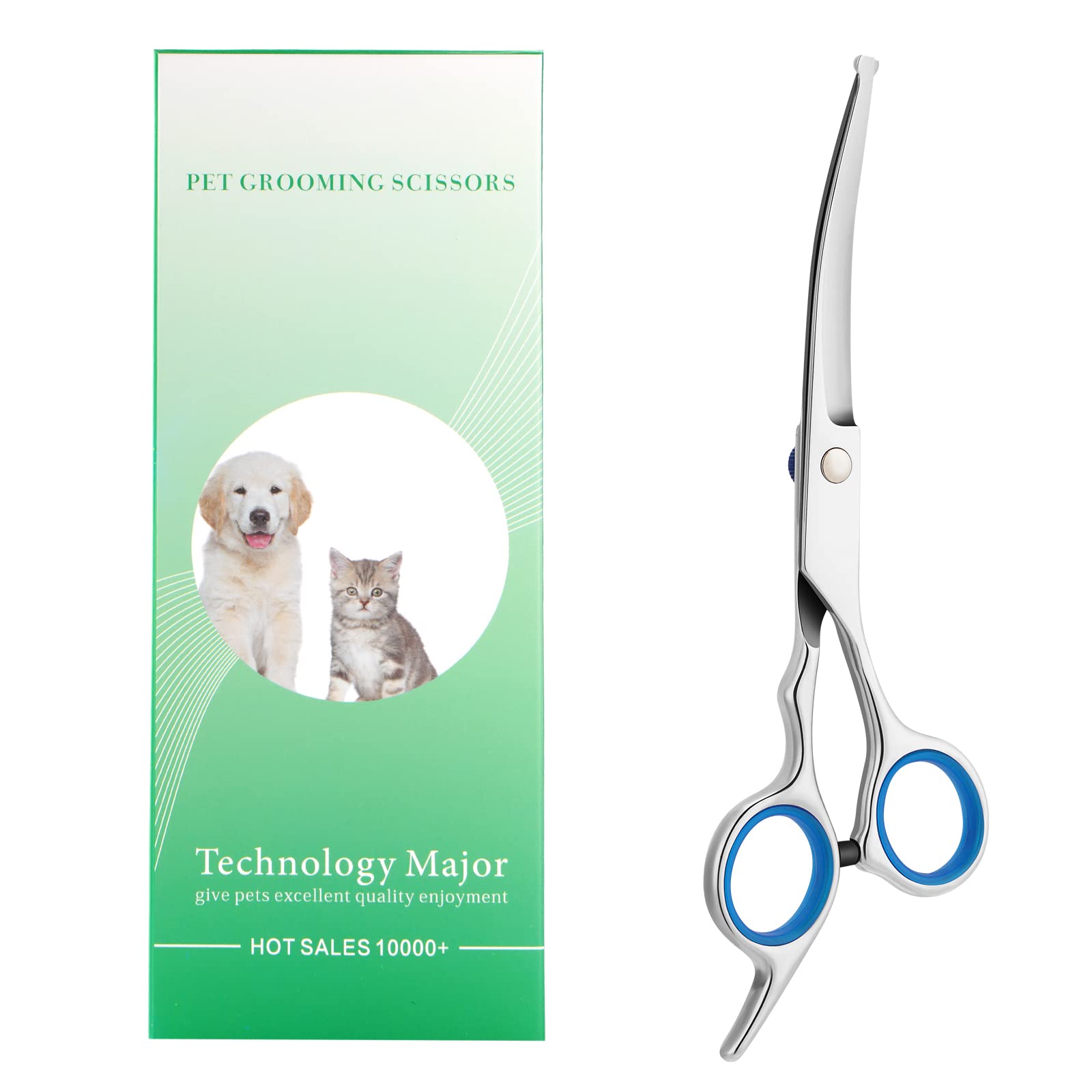 Dog Grooming Scissors with Safety Round Tip, Pet Dog Cat Curved Grooming Shears Scissors, Stainless Steel Pet Grooming Tools (Silver Down Curved Scissor)Dog Grooming Scissors with Safety Round Tip, Pet Do…