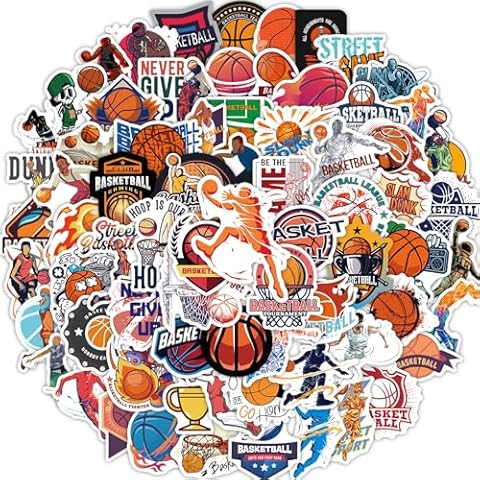 100Pcs Basketball Stickers for Water Bottles Vinyl Waterproof Basketball Stickers for Kids Teens Sport Stickers Motivational Basketball Team Gifts for Laptop Scrapbooking Journaling Hydroflask Cover
