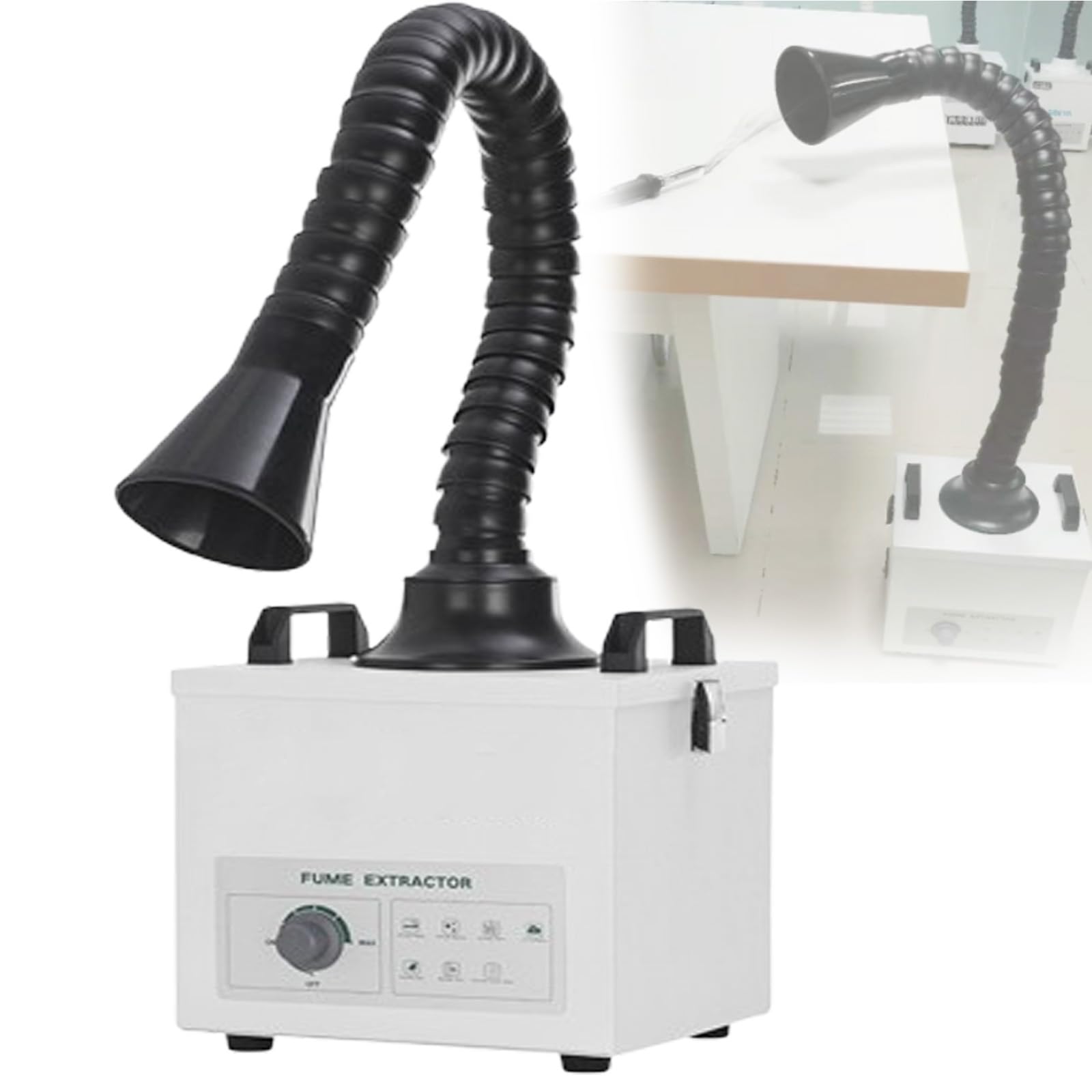 Extractor de humos de soldadura de 100 W, volumen de aire de 200 m³/h, filtración de 3 etapas 99,97% de purificación, para grabado láser, soldadura, impresión 3D