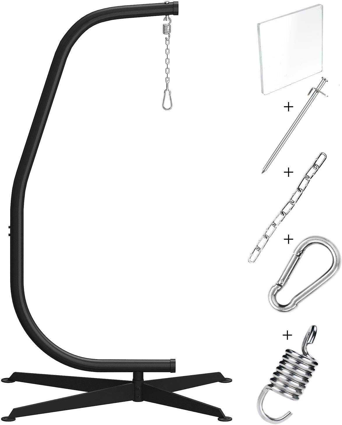 GREENSTELL Hammock Swing Stand, Hanging C-Stand with Buckle and Spring Hook, for Indoor, Outdoor, Sturdy Hanging Stand Max Load 330lbs