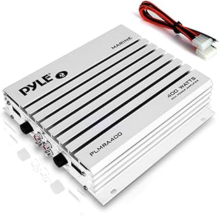 Pyle Hydra Marine Amplifier - Upgraded Elite Series 400 Watt 4 Channel Audio Amplifier - Waterproof, Dual MOSFET Power Supply, GAIN Level Controls, RCA Stereo Input & LED Indicator (PLMRA400)