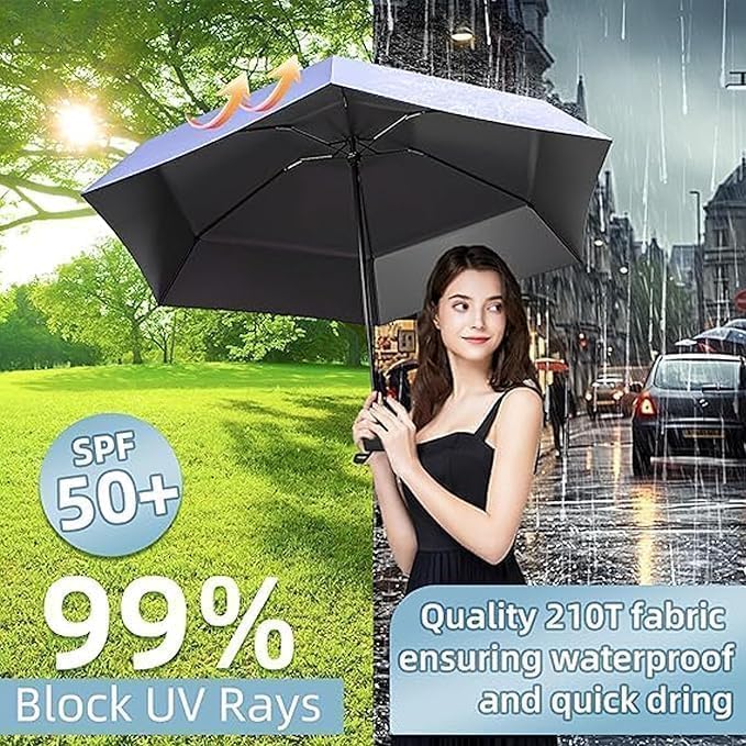 Image of Seniny Windproof Travel Umbrella, Automatic Umbrellas for Rain, Portable & Compact Umbrellas for Backpack, Strong UV for Protection, Folding Small Sun Umbrella for Car, Walking, Coral Pink, 38 inches