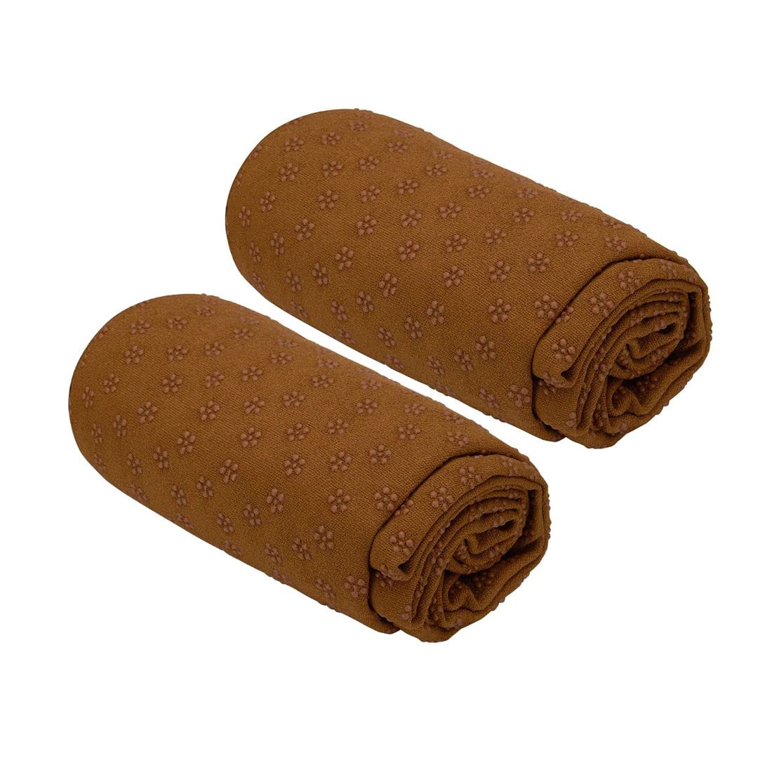 Black Gold Premium Yoga Mat Towel Organic Cotton Yoga Mat - Yoga Rug - Exercise, Workout, & Fitness Rug Made of 100% Cotton - Woven Material - Absorbent & Washable - 73" x 25"