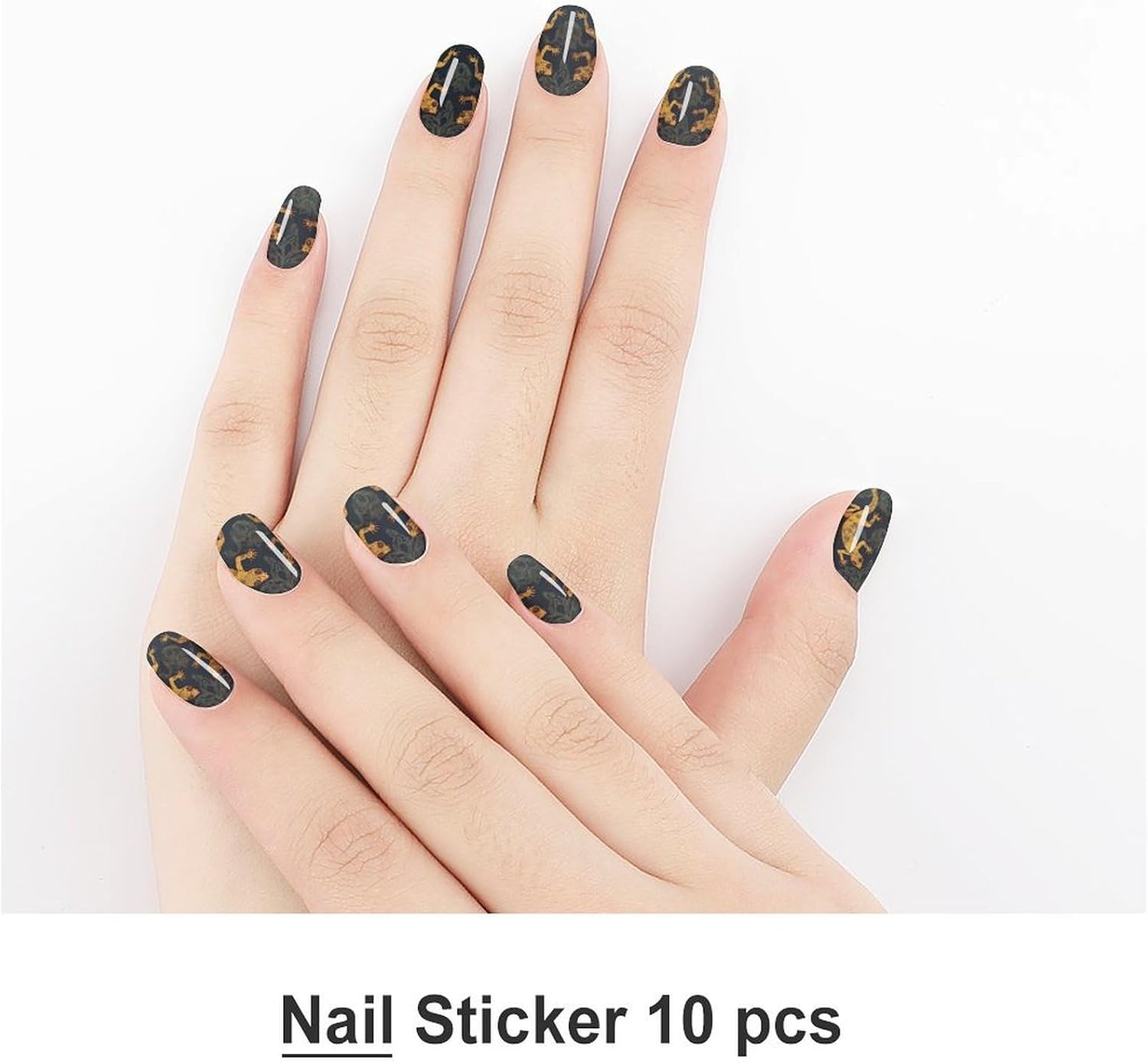 100 Pieces Full Nail Wraps Self-Adhesive Gel Nail Stickers for Women | Gecko Lizards Nail Strips, UV Free, Chip Resistant, Waterproof Full Cover, Long Lasting Nail Decals