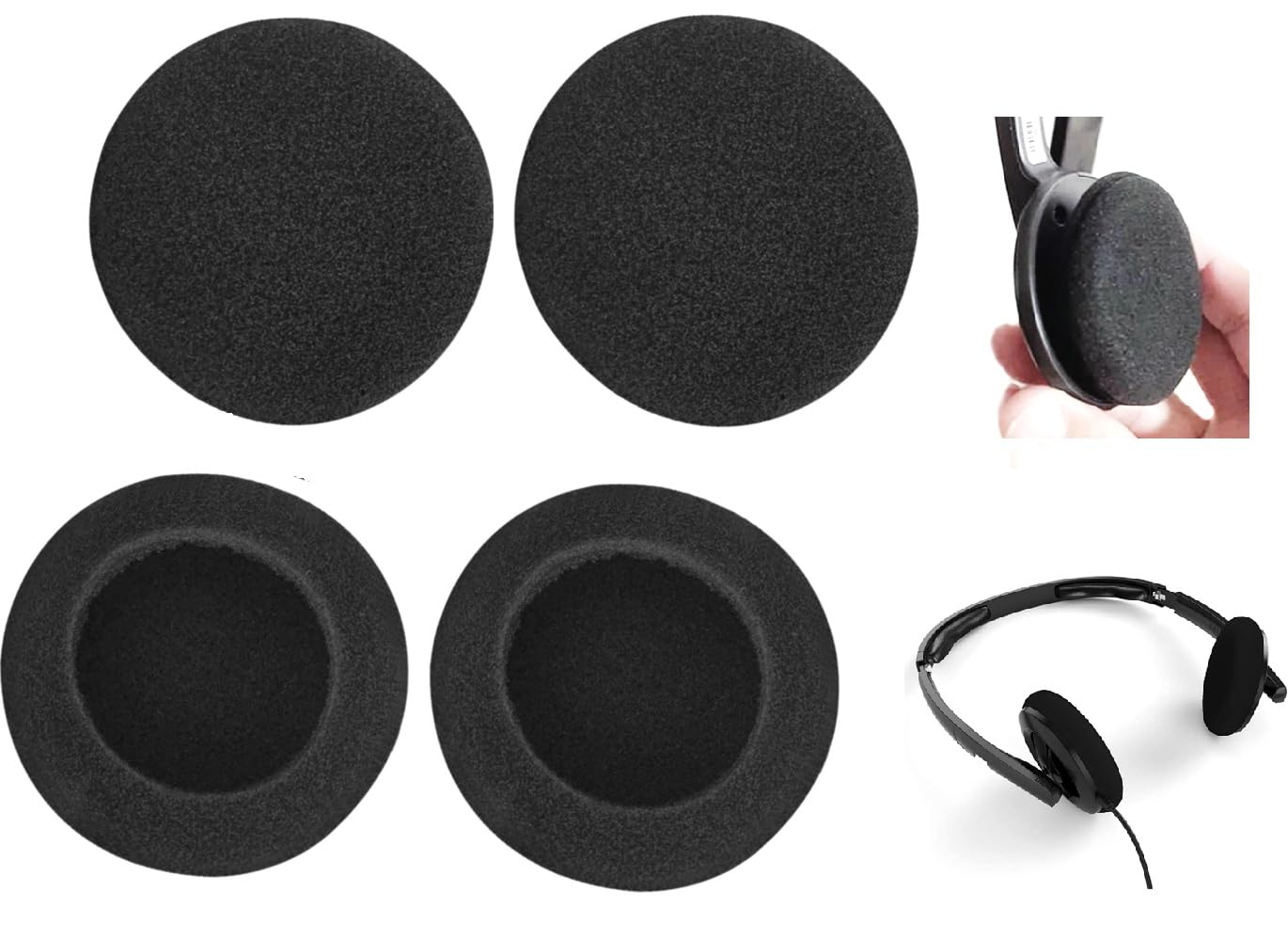 ヘッドホン パッド 単品 交換用 付け替え イヤーパッド ヘッドセット 耳あて イヤー クッション 防汚 カバー スポンジ ブラック 4個 - 2ペア セット TG-RPG (50㎜)