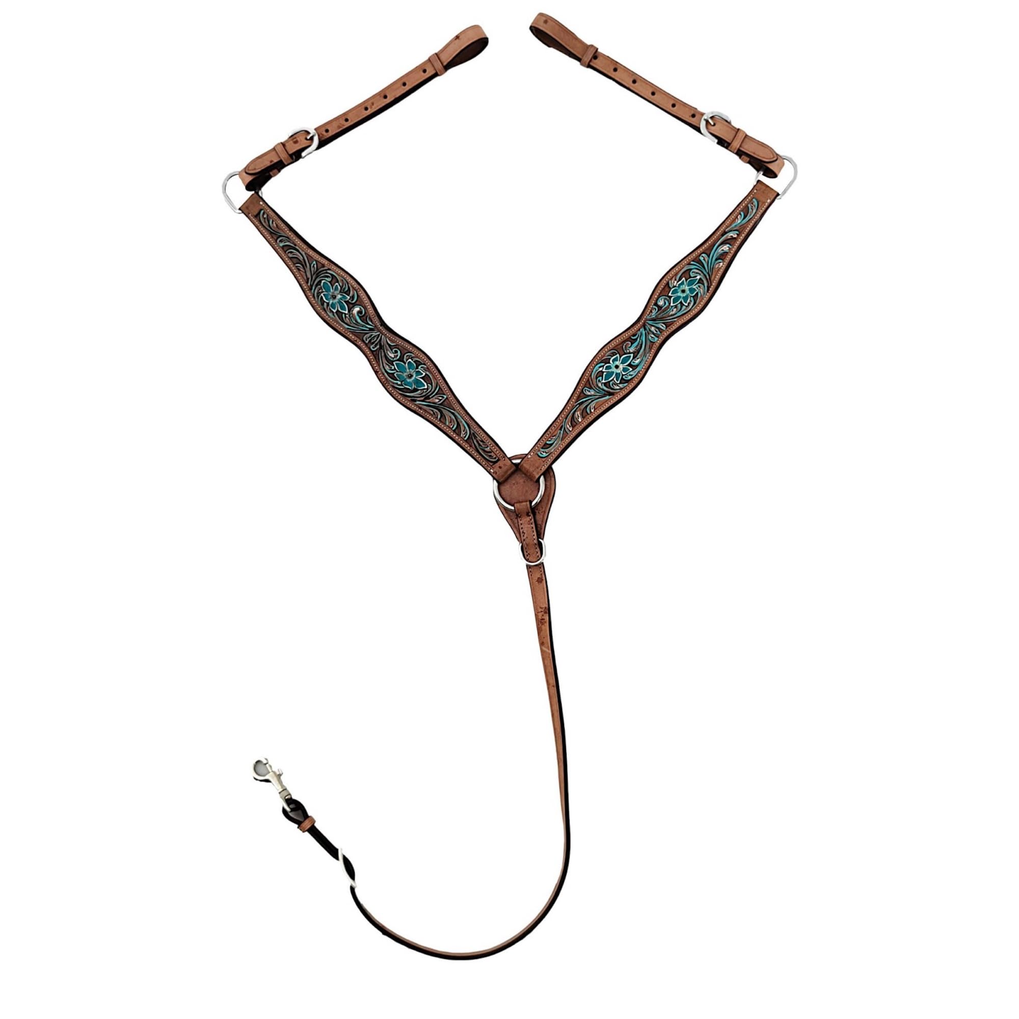 Majestic Ally Juego de collar de pecho y cabeza occidental de cuero hecho a mano, tachuelas clásicas occidentales, múltiples estilos y diseños