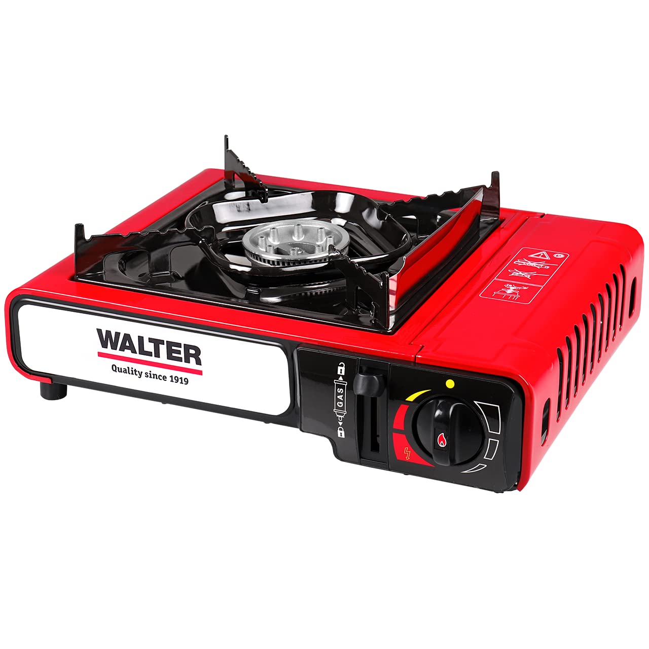 WALTER Campingkocher Gourmet mit Piezo, 2,2 kW Leistung | Zuverlässiger Gaskocher für Outdoor-Abenteuer, Einfach zu bedienen, Kompaktes Design, Zum Kochen beim Camping und unterwegs