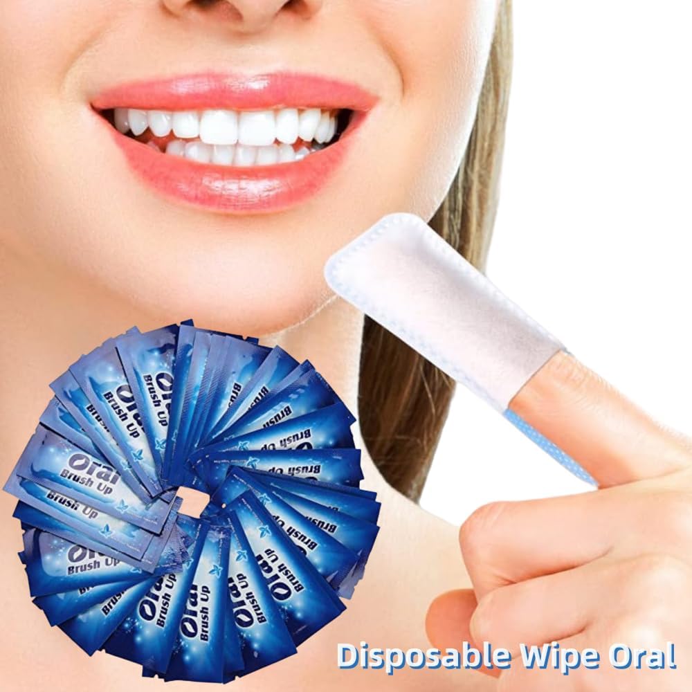24PCS Disposable Wipe Oral Finger Brush Up Teeth Cleaning Tools Teeth Whitening Strips for Oral Deep Cleaning Treatments (24)