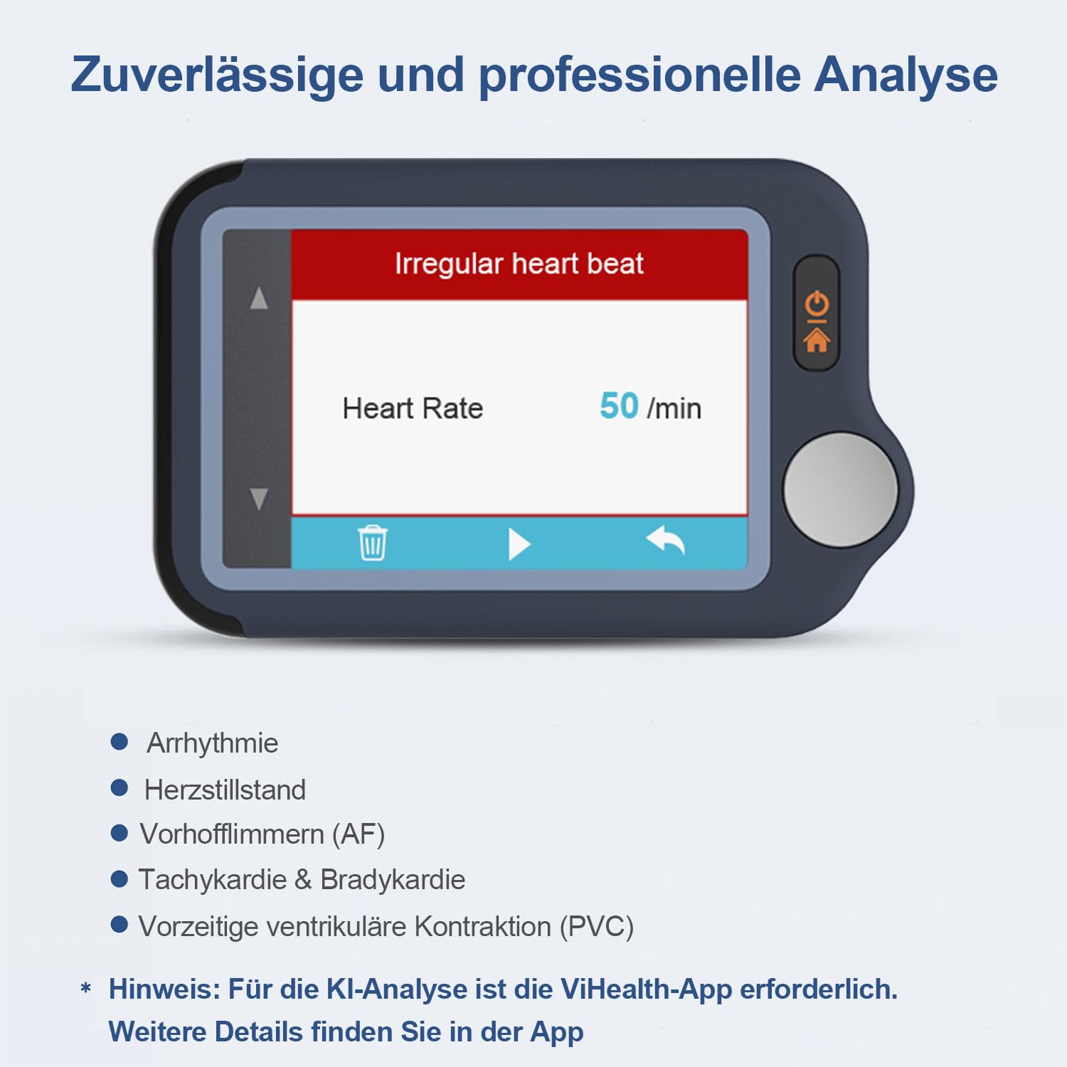 CheckMe Plus EKG Gerät für Zuhause, KI-Analysefunktion, 30s/ 60s/5min Messzeit für Smartphone und PC, Persönlicher Tragbarer Herzgesundheits-Tracker, Großbild-Echtzeitanzeige