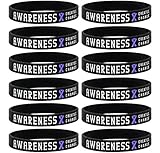 Inkstone (12-pack) Purple Awareness Ribbon Silicone Wristbands - Wholesale Pack of 1 Dozen Bracelets