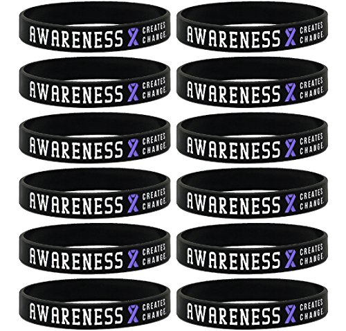 Inkstone Purple Awareness Ribbon Silicone Rubber Wristbands…