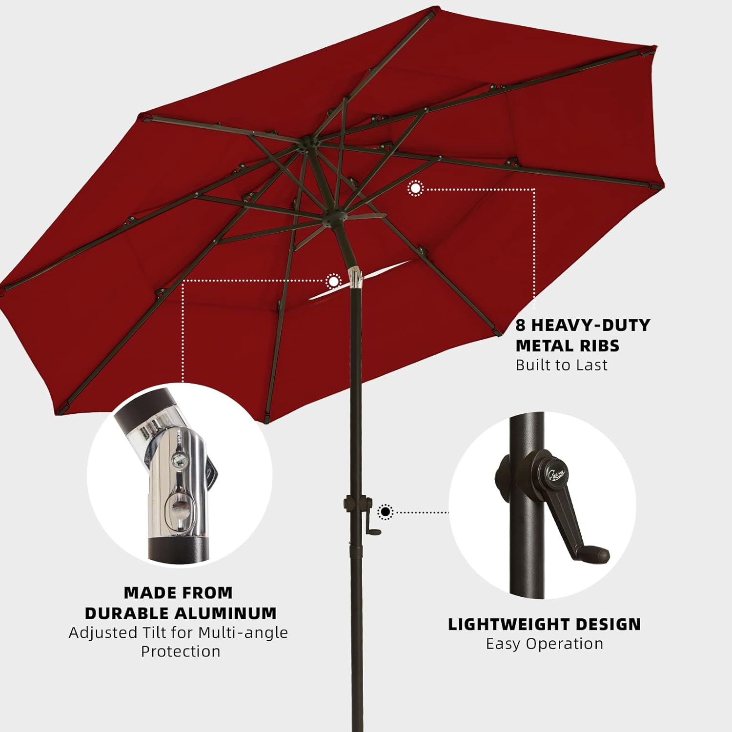 wikiwiki Patio Umbrellas Outdoor Table Market Umbrella for Garden, Lawn, Deck, Backyard & Pool - Image 4