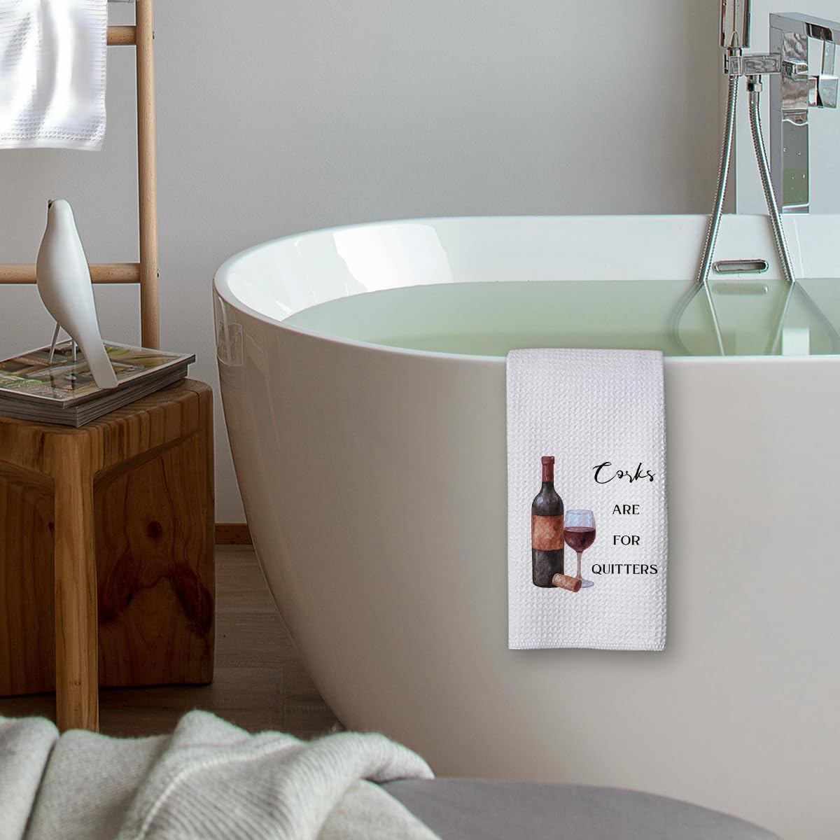 KIDEAR Funny Wine Kitchen Towels for Lovers,1PC Novelty Dish Towel with Humorous Sayings,Cute Housewarming Hostess Gifts for Women,New Home Apartment Gifts, Wine Themed Accessories (Waffle Weave) E02 - Image 5