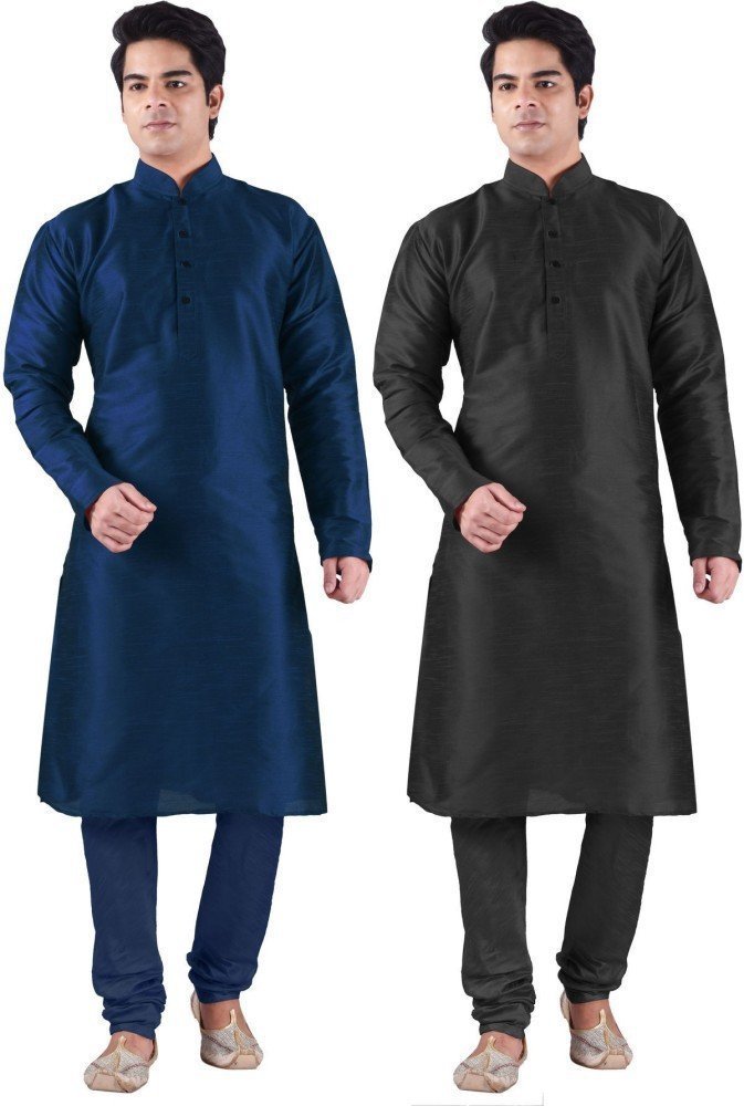Kurta de seda para hombre conjunto churidar multicolor talla 44 de dos piezas 4